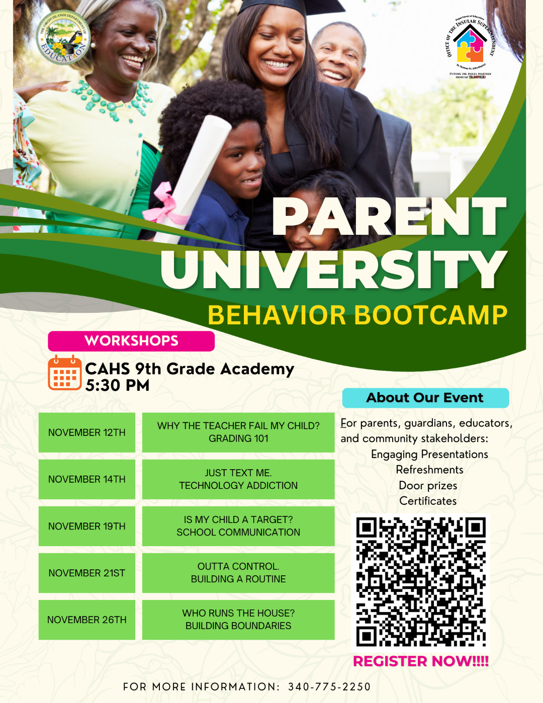 Public Announcement: Parent University Returns with Behavior Bootcamp Workshop Series