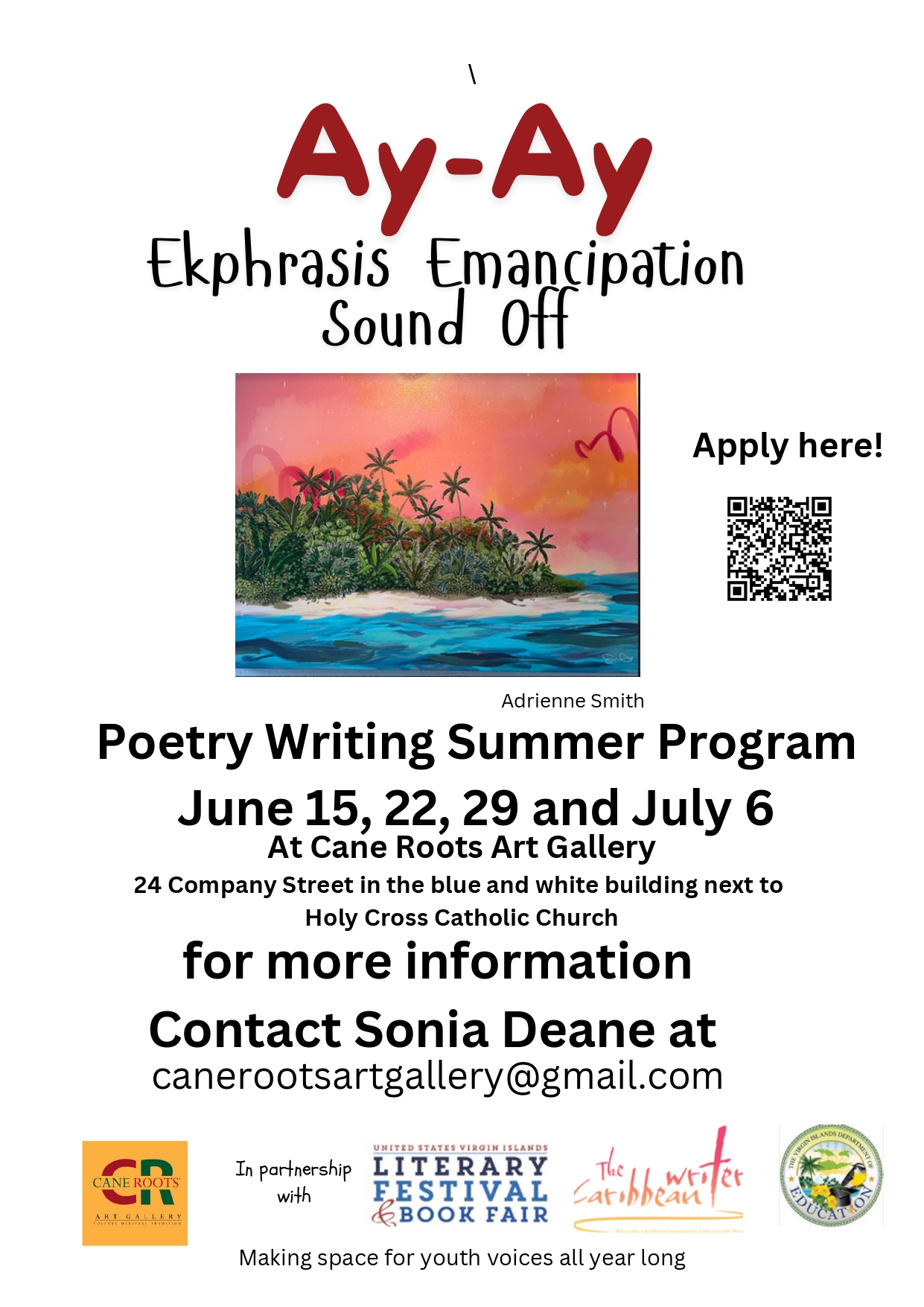 Cane Roots Summer Poetry Writing Program for Teens & Ay-Ay Sound Off