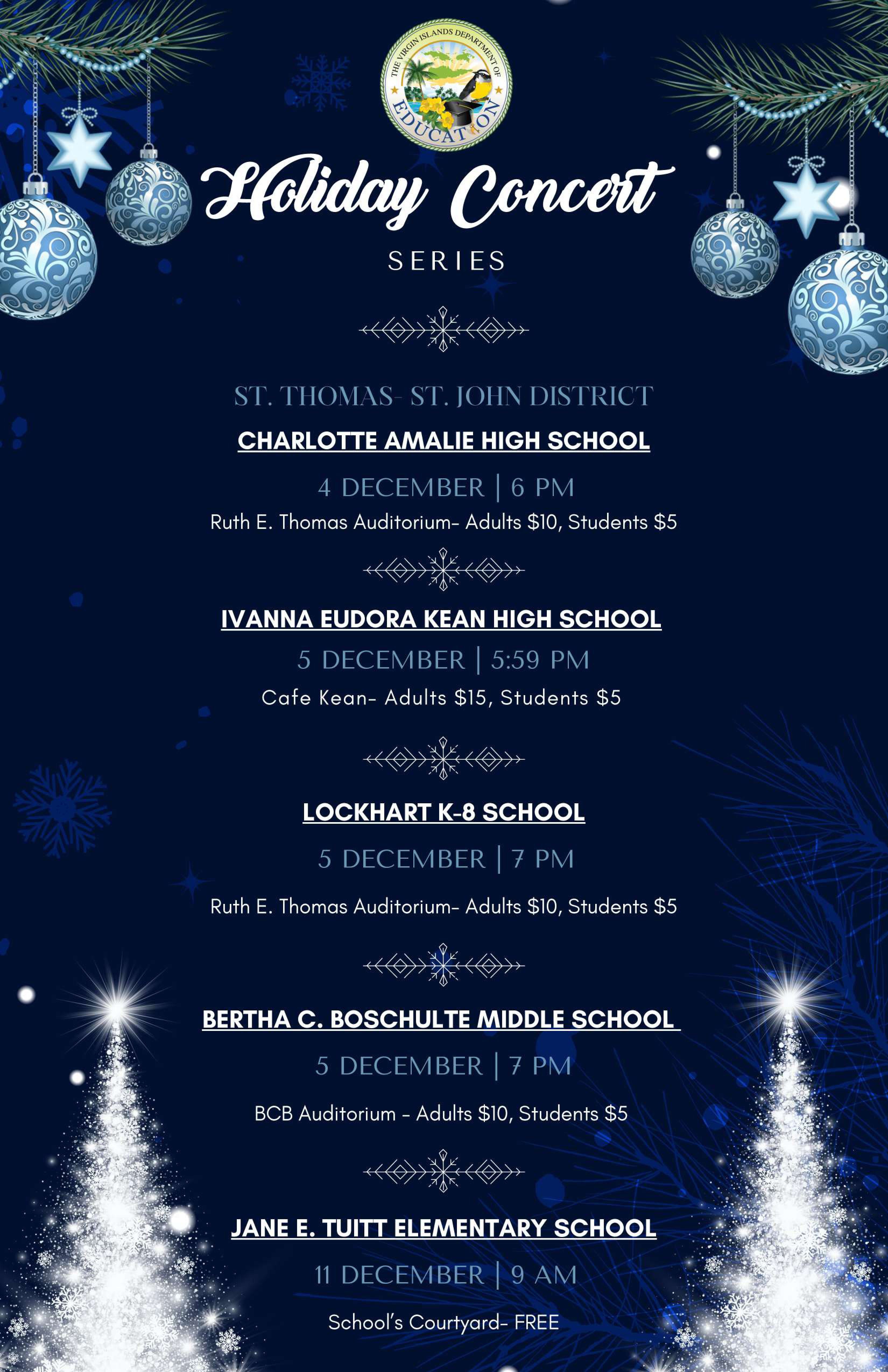 Virgin Islands Department of Education Presents: Holiday Concert Series 2024