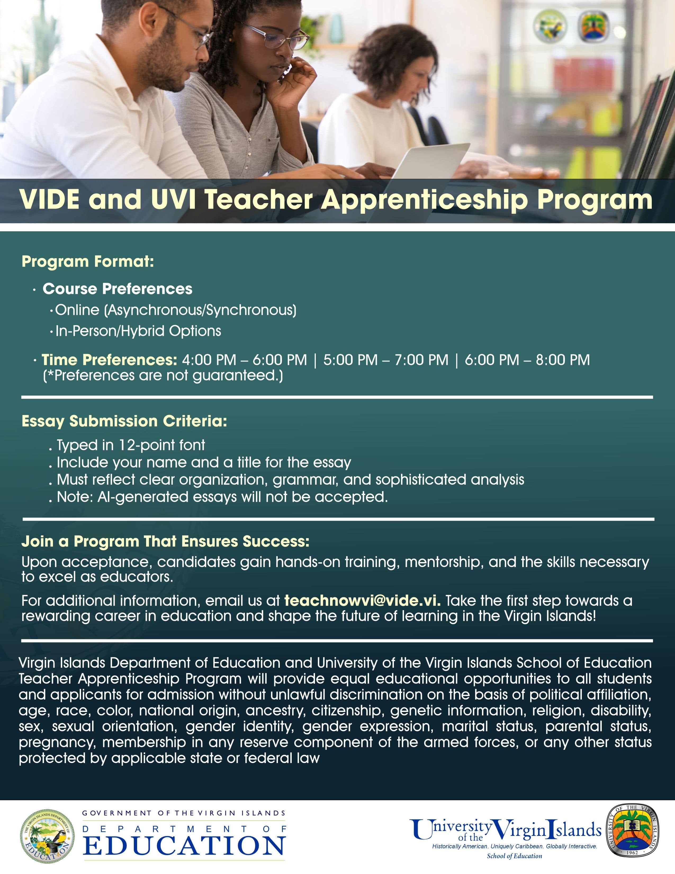 Teacher Apprenticeship Program Applications Now Available on VIDE Website